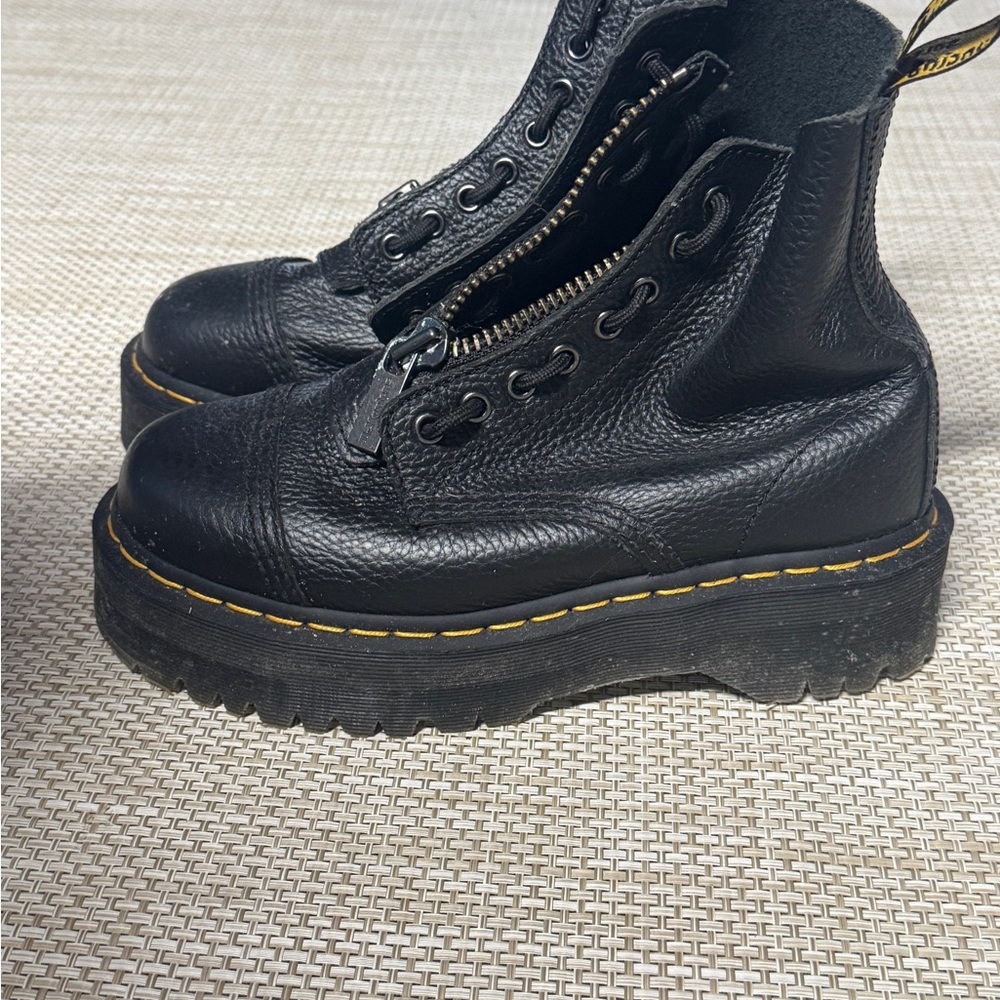 Dr. Martens Black Ankle Boots with Yellow Stitching